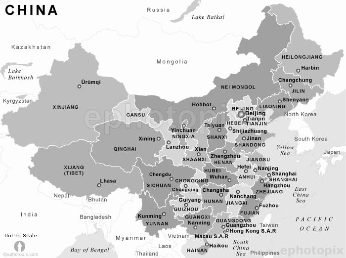 газрын зураг нь Хятадын хар, цагаан