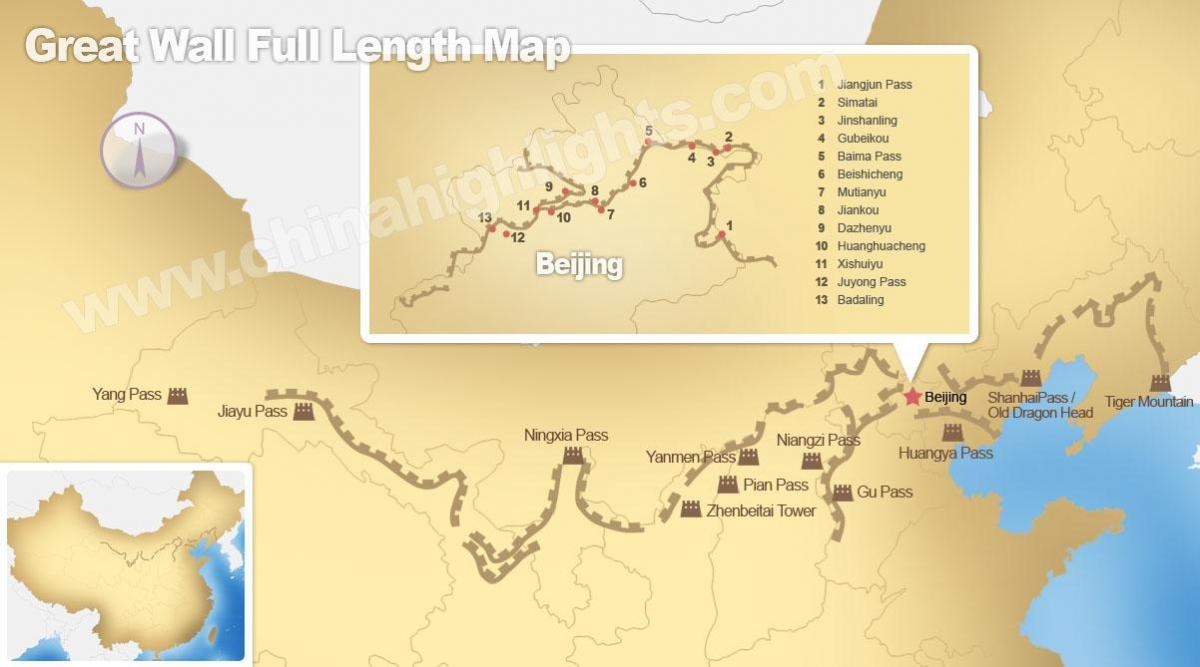 the great wall of China, газрын зураг