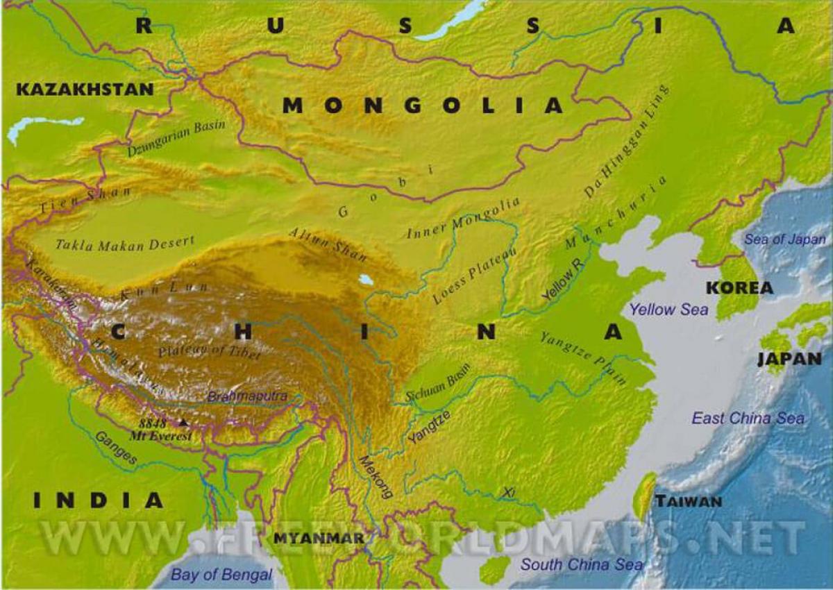 Хятадын газрын зураг физик