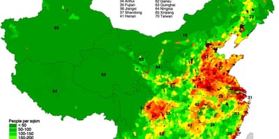 Хүн амын тархалтын газрын зураг нь Хятадын