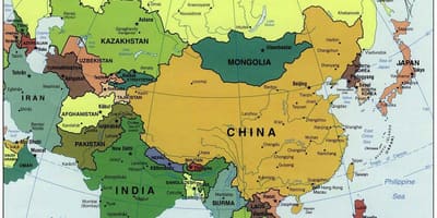 Хятад болон эргэн тойрны улс орнуудын газрын зураг
