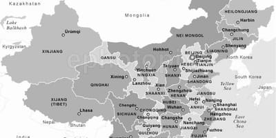 Газрын зураг нь Хятадын хар, цагаан